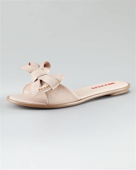 prada patent bow slides